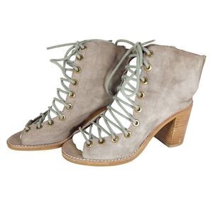 Free PeopleXJeffrey Campbell Women's US5,5 Taupe Leather Lace-up Ankle Booties